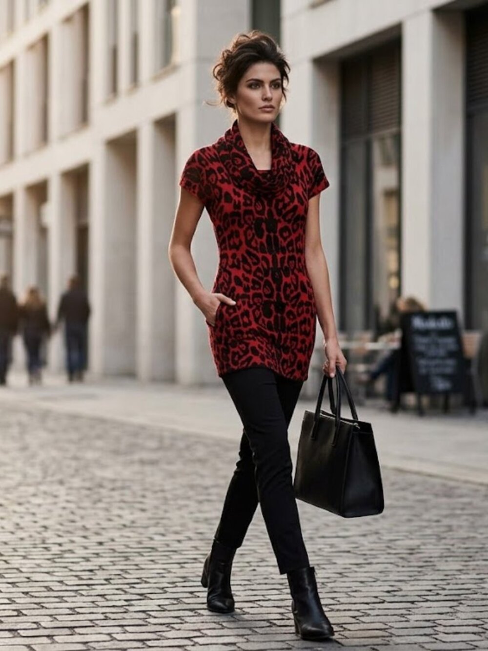 INC Cowneck Short Sleeve Leopard Print Long Shirt XS